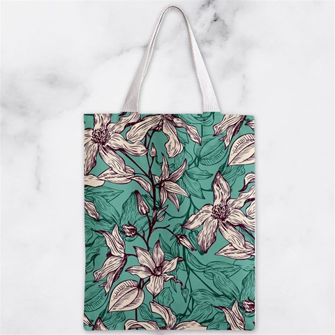 Vintage Floral Pattern Zipper Classic Tote Bag from ArtsNow.com Front