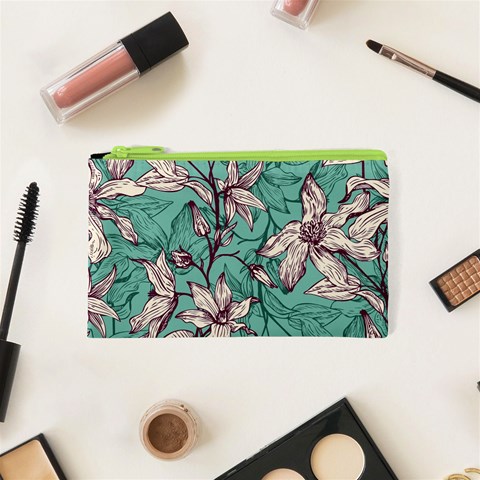 Vintage Floral Pattern Cosmetic Bag (XS) from ArtsNow.com Front