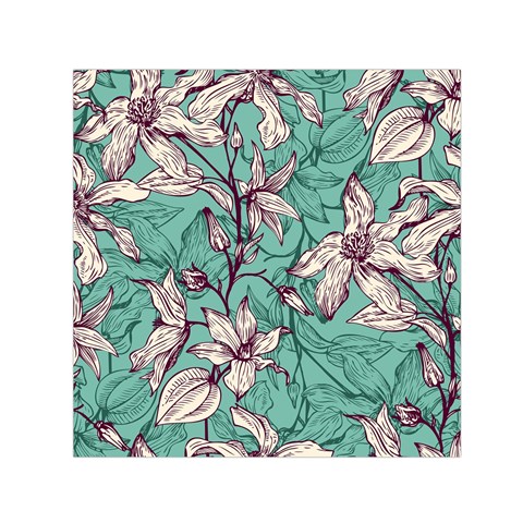 Vintage Floral Pattern Small Satin Scarf (Square) from ArtsNow.com Front