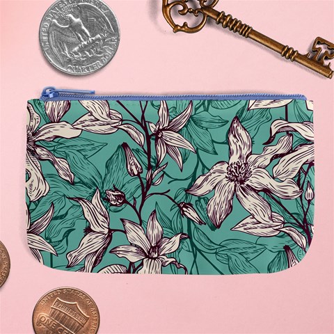 Vintage Floral Pattern Large Coin Purse from ArtsNow.com Front