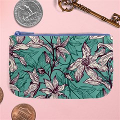 Vintage Floral Pattern Large Coin Purse from ArtsNow.com Front