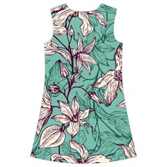 Vintage Floral Pattern Kids  Short Sleeve Velvet Dress from ArtsNow.com Back