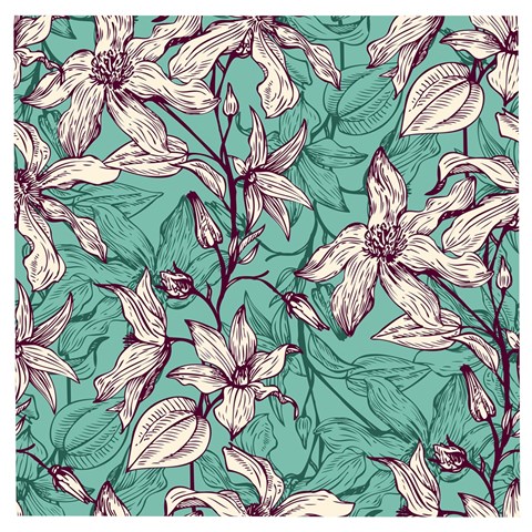 Vintage Floral Pattern Wooden Puzzle Square from ArtsNow.com Front