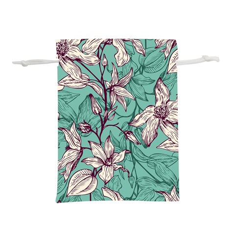 Vintage Floral Pattern Lightweight Drawstring Pouch (M) from ArtsNow.com Front