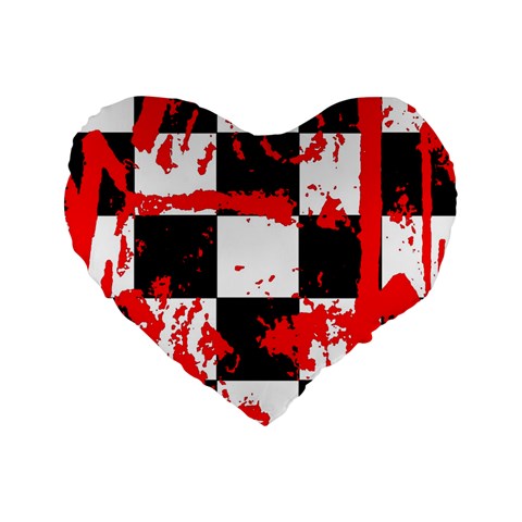 Checkerboard Splatter Standard 16  Premium Flano Heart Shape Cushion  from ArtsNow.com Front