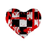 Checkerboard Splatter Standard 16  Premium Flano Heart Shape Cushion 