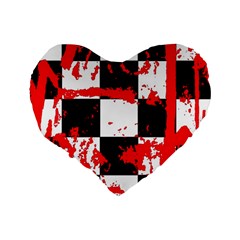 Checkerboard Splatter Standard 16  Premium Flano Heart Shape Cushion  from ArtsNow.com Back