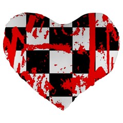 Checkerboard Splatter Large 19  Premium Flano Heart Shape Cushion from ArtsNow.com Front