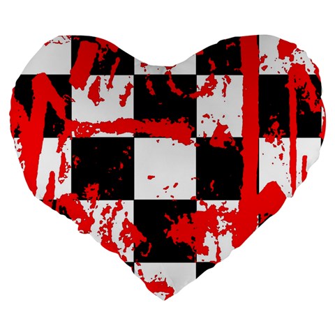 Checkerboard Splatter Large 19  Premium Flano Heart Shape Cushion from ArtsNow.com Back