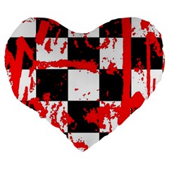 Checkerboard Splatter Large 19  Premium Flano Heart Shape Cushion from ArtsNow.com Back