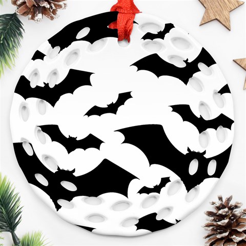 Deathrock Bats Round Filigree Ornament (Two Sides) from ArtsNow.com Front