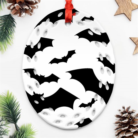 Deathrock Bats Ornament (Oval Filigree) from ArtsNow.com Front