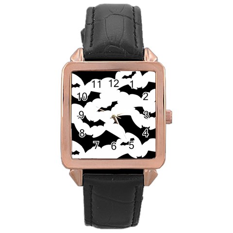 Deathrock Bats Rose Gold Leather Watch  from ArtsNow.com Front