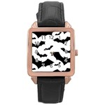 Deathrock Bats Rose Gold Leather Watch 