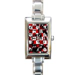 Emo Checker Graffiti Rectangle Italian Charm Watch