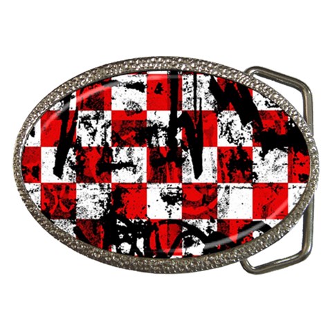 Emo Checker Graffiti Belt Buckle from ArtsNow.com Front