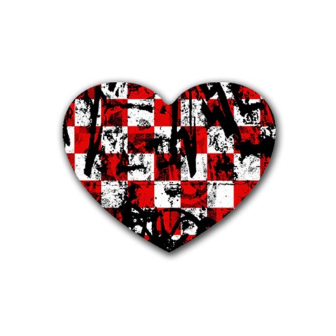 Emo Checker Graffiti Rubber Heart Coaster (4 pack) from ArtsNow.com Front