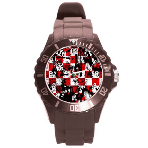 Emo Checker Graffiti Round Plastic Sport Watch (L) from ArtsNow.com Front