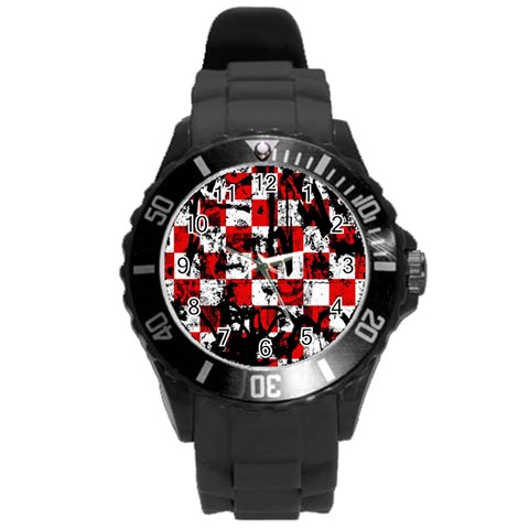 Emo Checker Graffiti Round Plastic Sport Watch (L) from ArtsNow.com Front