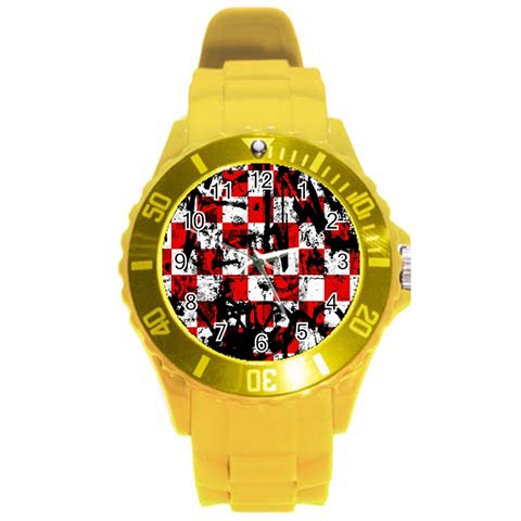 Emo Checker Graffiti Round Plastic Sport Watch (L) from ArtsNow.com Front