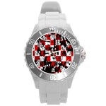 Emo Checker Graffiti Round Plastic Sport Watch (L)