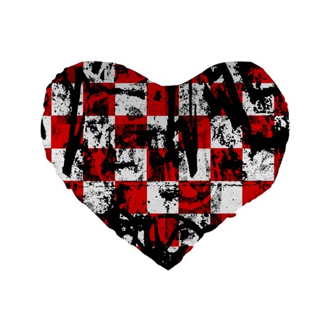 Emo Checker Graffiti Standard 16  Premium Heart Shape Cushion  from ArtsNow.com Front