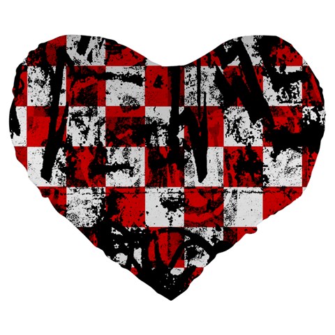 Emo Checker Graffiti Large 19  Premium Heart Shape Cushion from ArtsNow.com Front
