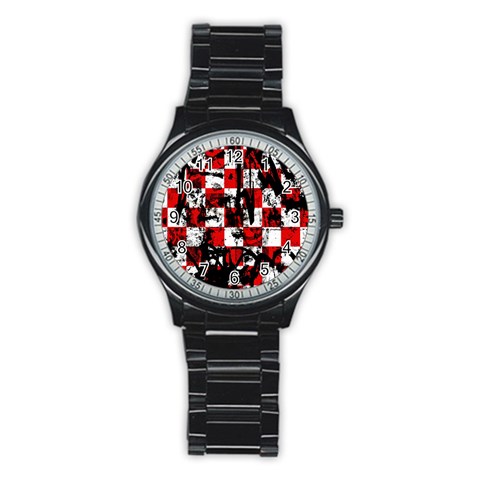 Emo Checker Graffiti Stainless Steel Round Watch from ArtsNow.com Front
