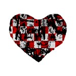Emo Checker Graffiti Standard 16  Premium Flano Heart Shape Cushion 