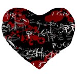 Emo Graffiti Large 19  Premium Flano Heart Shape Cushion