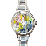 Graffiti Graphic Round Italian Charm Watch