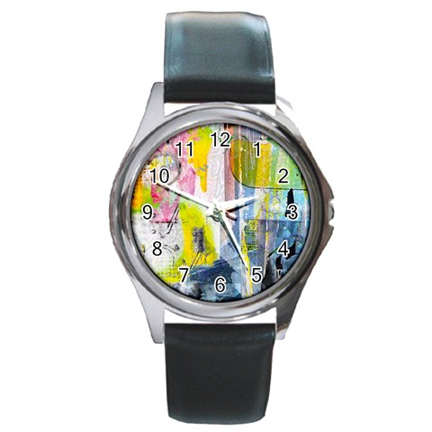 Graffiti Graphic Round Metal Watch from ArtsNow.com Front