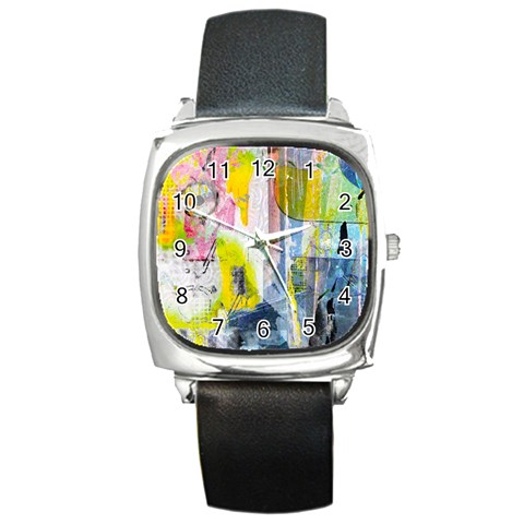 Graffiti Graphic Square Metal Watch from ArtsNow.com Front