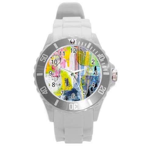 Graffiti Graphic Round Plastic Sport Watch (L) from ArtsNow.com Front