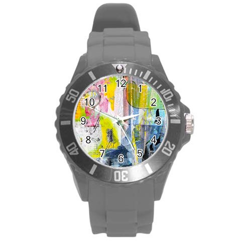 Graffiti Graphic Round Plastic Sport Watch (L) from ArtsNow.com Front