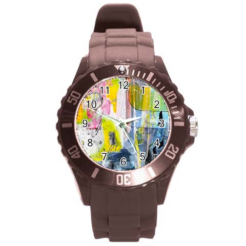 Graffiti Graphic Round Plastic Sport Watch (L) from ArtsNow.com Front