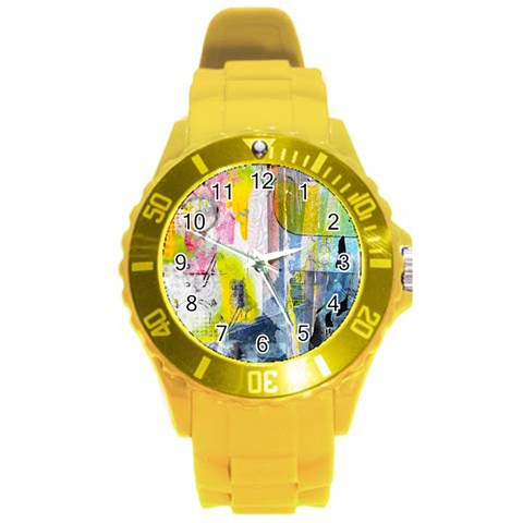 Graffiti Graphic Round Plastic Sport Watch (L) from ArtsNow.com Front