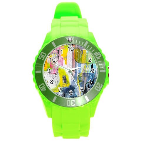 Graffiti Graphic Round Plastic Sport Watch (L) from ArtsNow.com Front