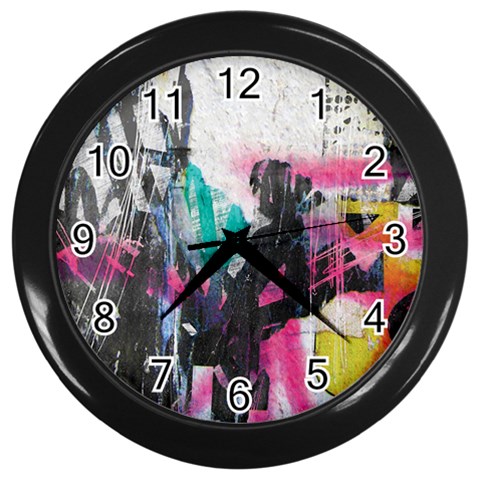 Graffiti Grunge Wall Clock (Black) from ArtsNow.com Front