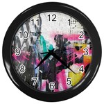 Graffiti Grunge Wall Clock (Black)