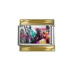 Graffiti Grunge Gold Trim Italian Charm (9mm)