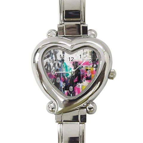 Graffiti Grunge Heart Italian Charm Watch from ArtsNow.com Front