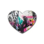 Graffiti Grunge Rubber Heart Coaster (4 pack)