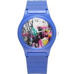 Graffiti Grunge Round Plastic Sport Watch (S)