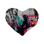 Graffiti Grunge Standard 16  Premium Heart Shape Cushion 