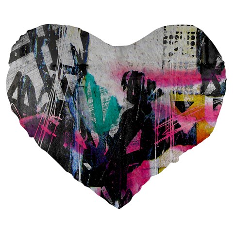 Graffiti Grunge Large 19  Premium Heart Shape Cushion from ArtsNow.com Front