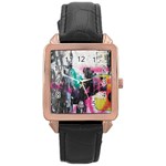 Graffiti Grunge Rose Gold Leather Watch 