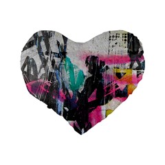 Graffiti Grunge Standard 16  Premium Flano Heart Shape Cushion  from ArtsNow.com Back