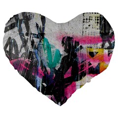 Graffiti Grunge Large 19  Premium Flano Heart Shape Cushion from ArtsNow.com Front