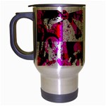 Pink Checker Graffiti Travel Mug (Silver Gray)